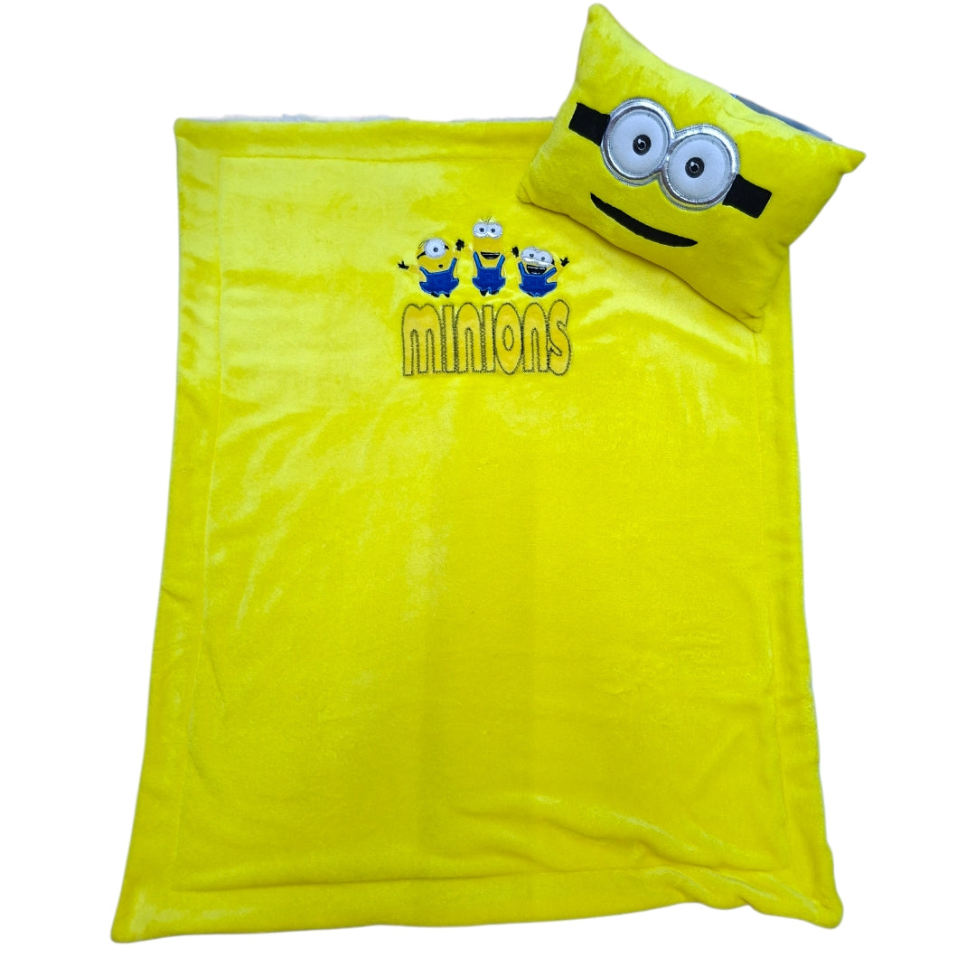 Cobertor Baby con Borrega Bordado Minions para Bebé · Extra Suave y Cálido