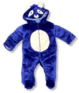 Mameluco Con Gorro Suave Y Calientito Mod. Cara Mapache Bebé 0-9M