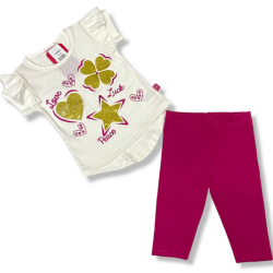 Conjunto 2p Con Bluson Y Leggin corazones dorados Para Niñas