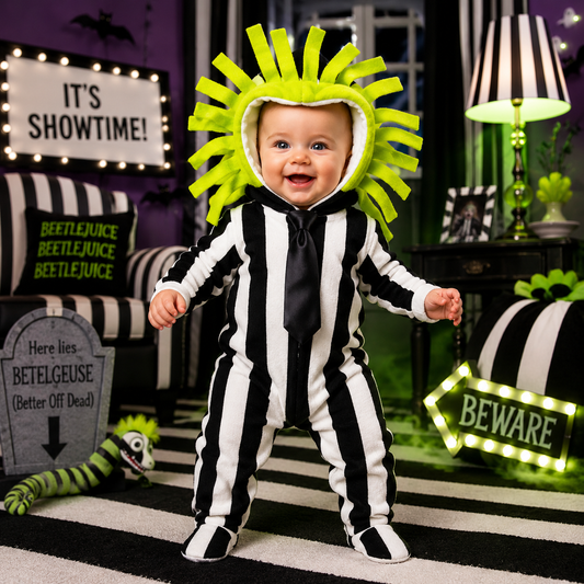 Mameluco Disfraz Halloween O Día De Muertos Beetlejuice Bebé