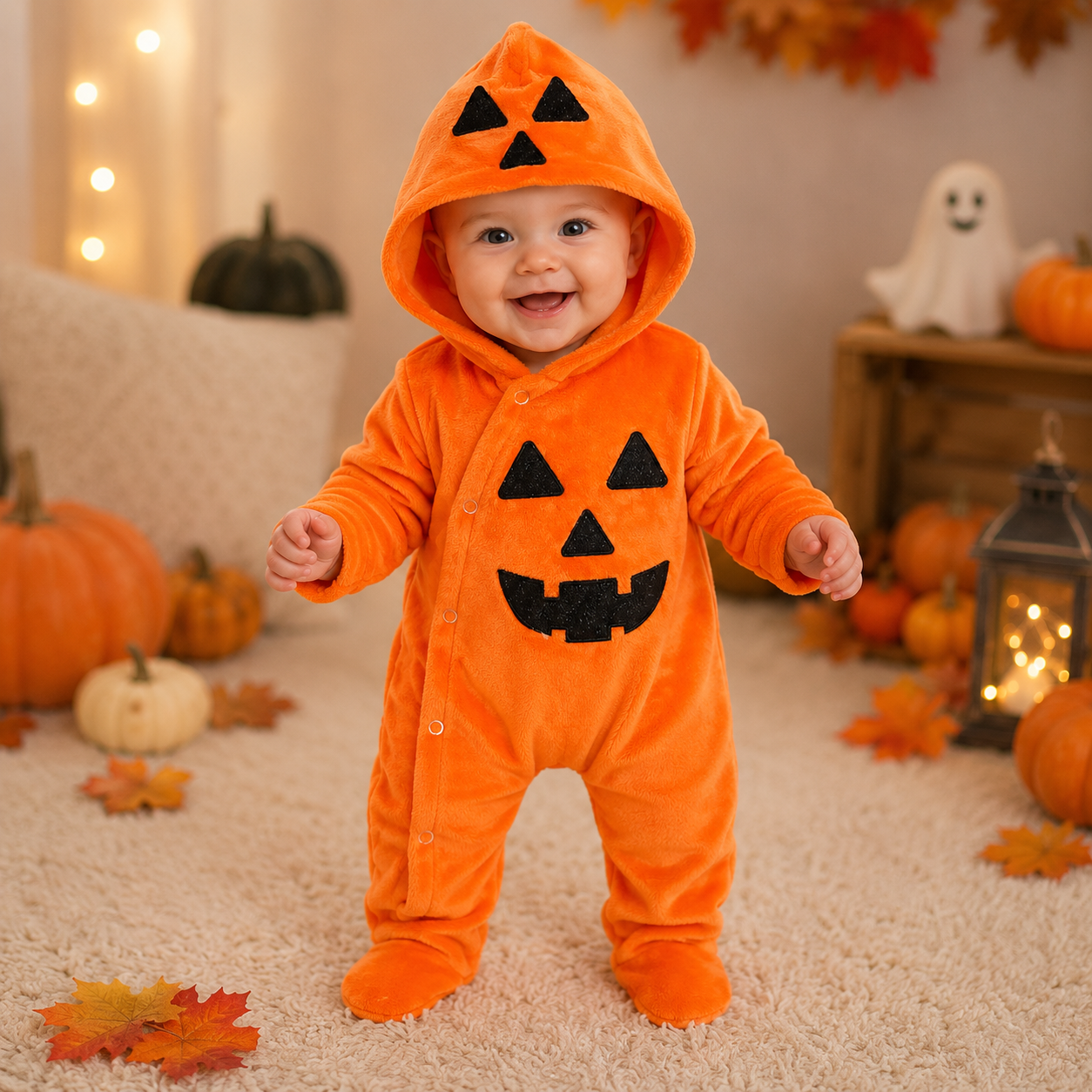 Mameluco Disfraz Halloween O Día De Muertos Bebé Mod. Calabacita