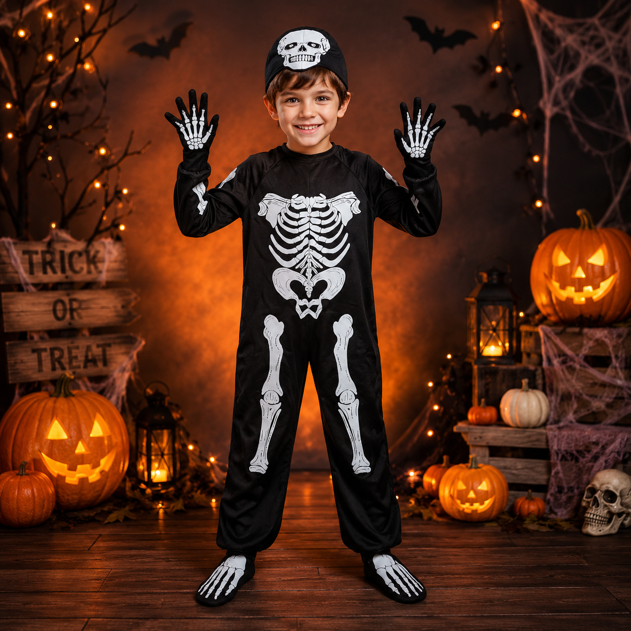 DISFRAZ HALLOWEEN O DÍA DE MUERTOS MUERTE O CALACA PARA NIÑOS 2 A 12 AÑOS