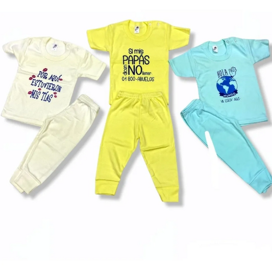 6 Pack Con 3 Pants Ligeros Y 3 Playeras Manga Corta Niñ 1-3a
