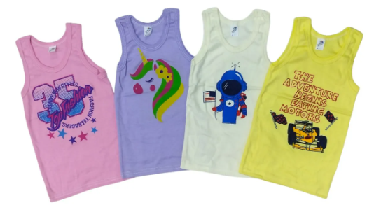 4 Pack Camisetas Lisas O Estampadas 100% Algodón 2 A 6 Años