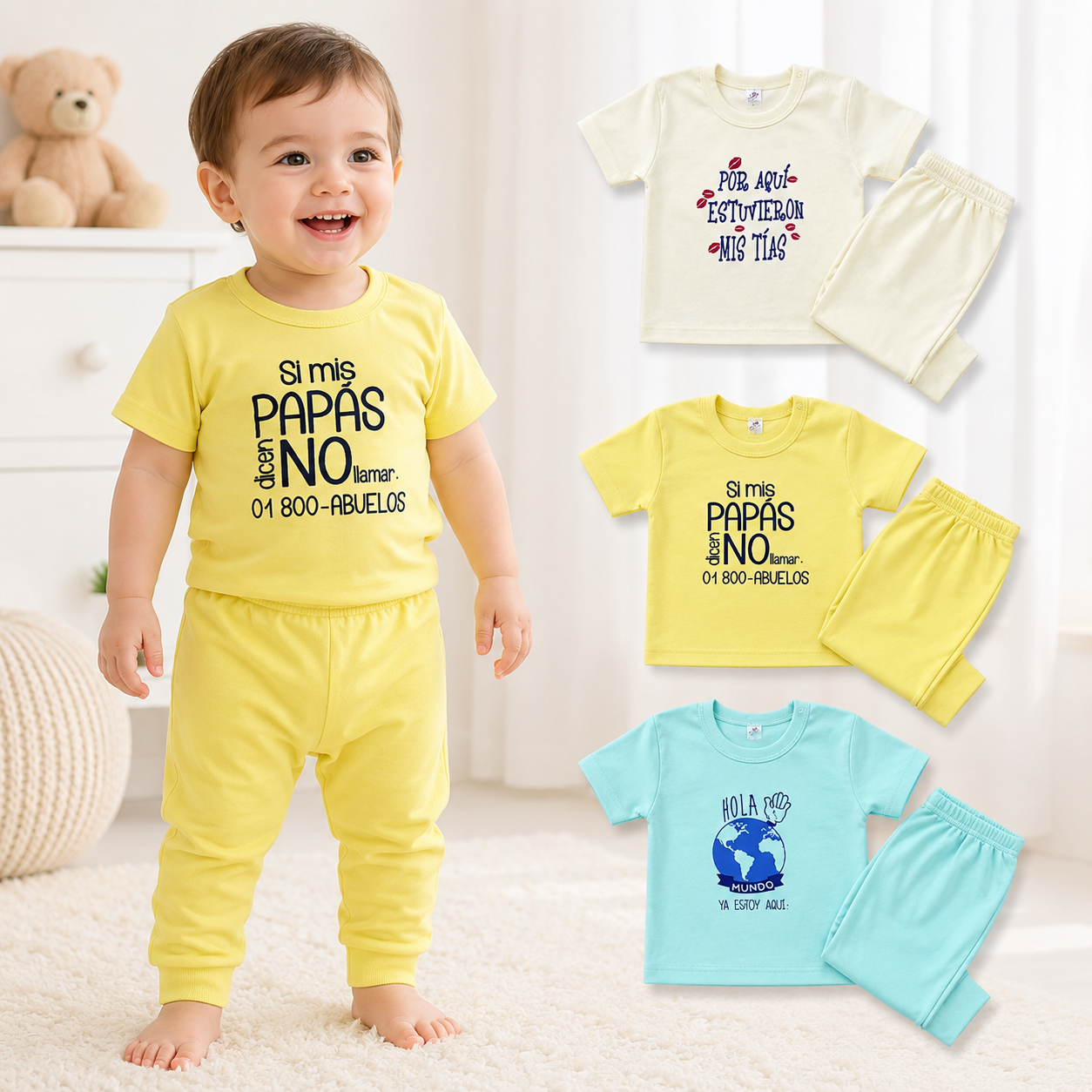 6 Pack Con 3 Pants Ligeros Y 3 Playeras Manga Corta Niñ 1-3a