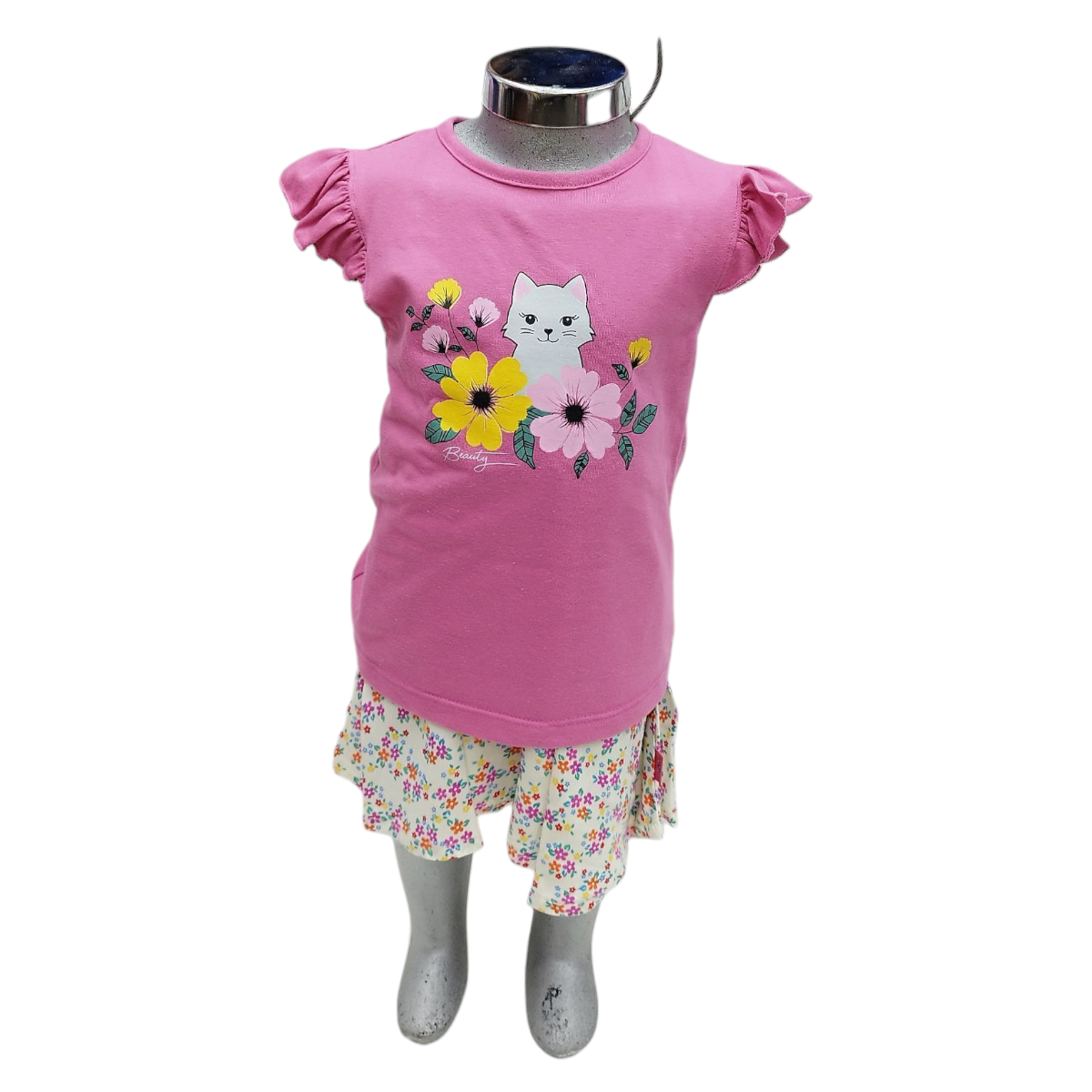 Conjunto Primaveral Niña 2 Pzs 4-6 Años: Blusa y Falda Gato
