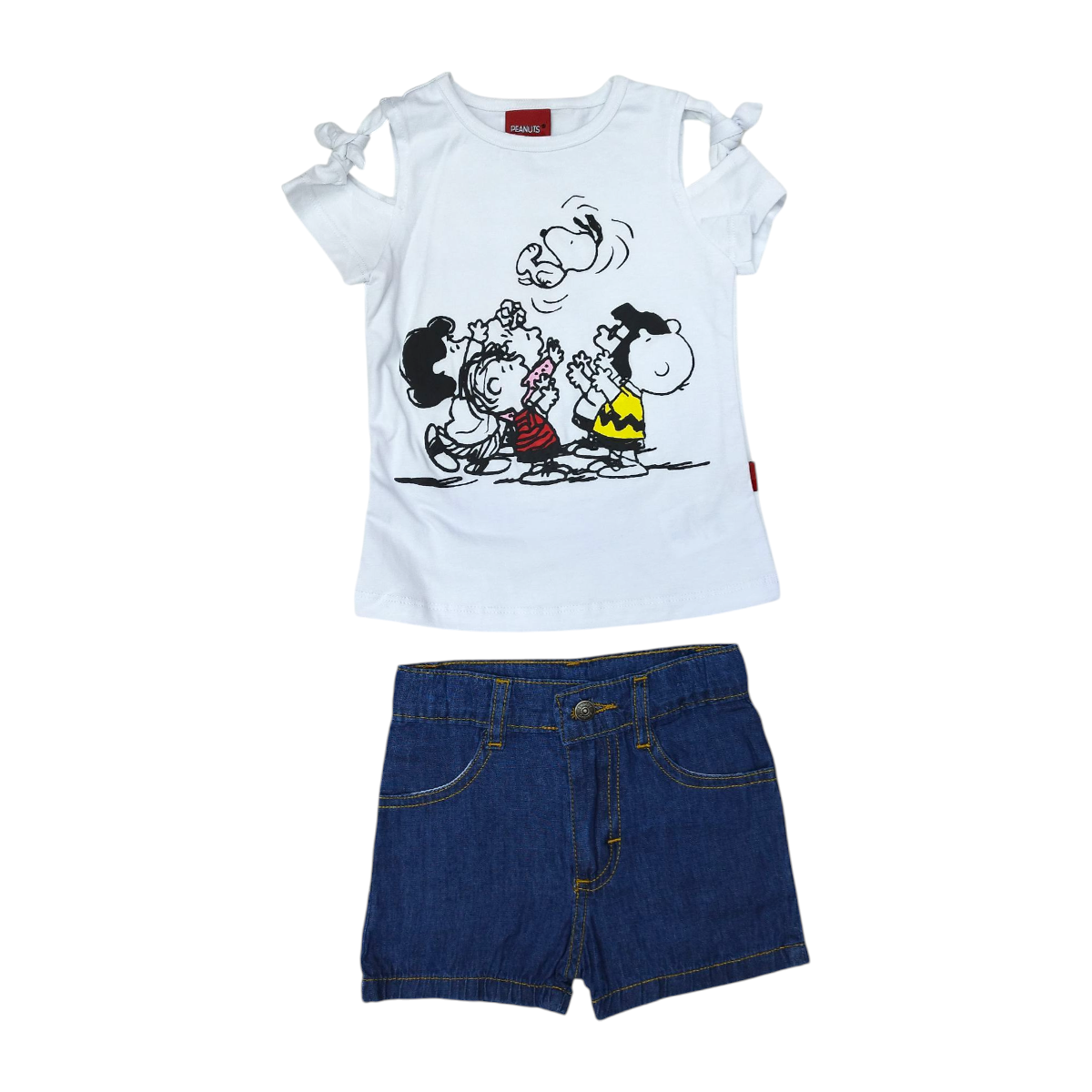 Conjunto Niña 3 Pzs 2-6 Años: Blusas y Short Mezclilla Bordado Snoopy