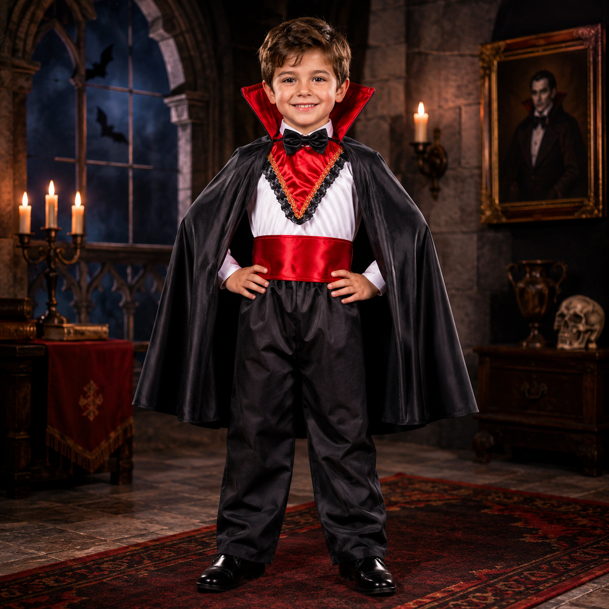 DISFRAZ HALLOWEEN O DÍA DE MUERTOS VAMPIRO O CONDE DRACULA PARA NIÑOS 2 A 12 AÑOS