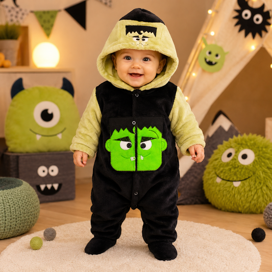 Mameluco Disfraz Halloween O Día De Muertos Bebé Mod. Frankenstein
