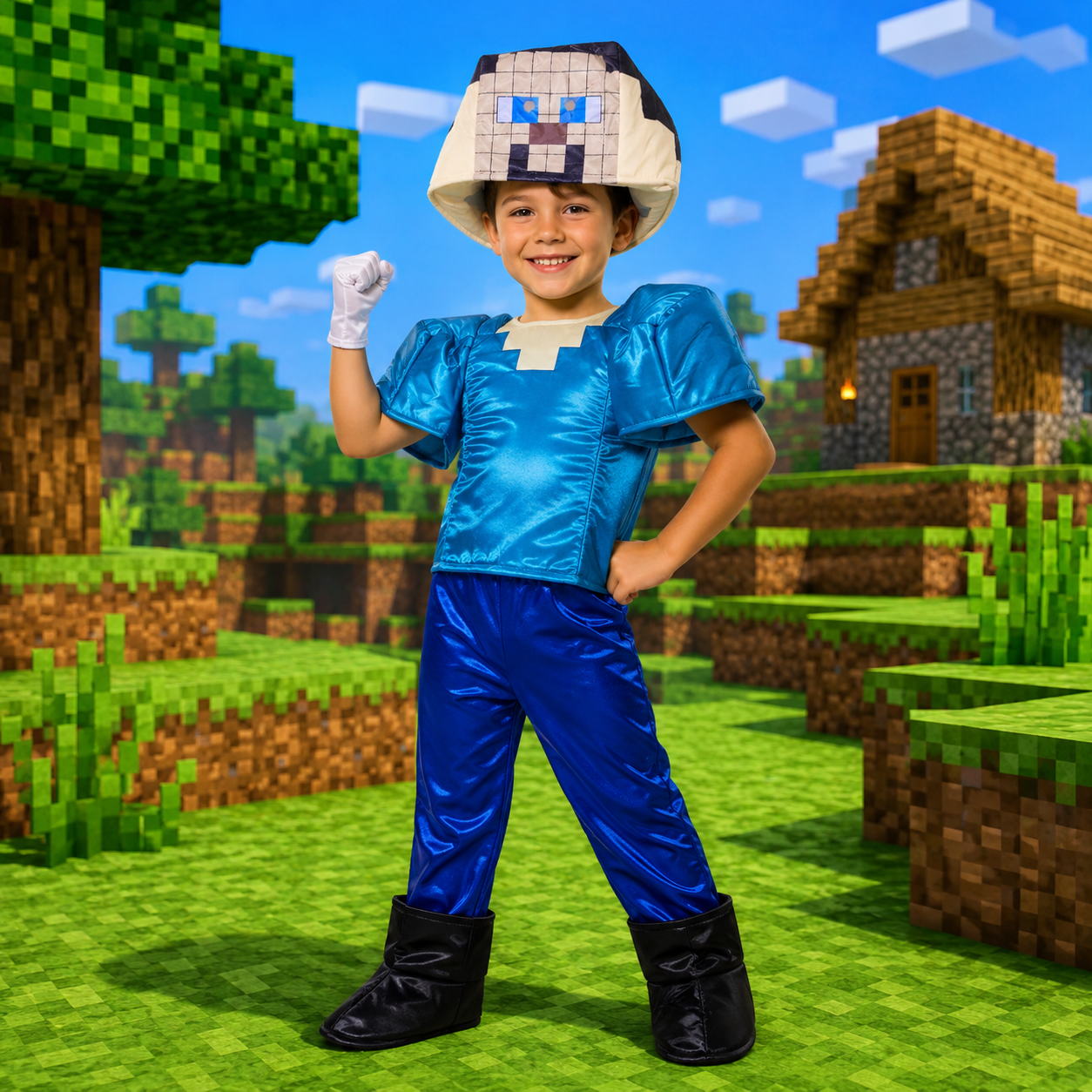 DISFRAZ PARA NIÑOS SERIE O VIDEOJUEGO ALDEANO MINECRAFT