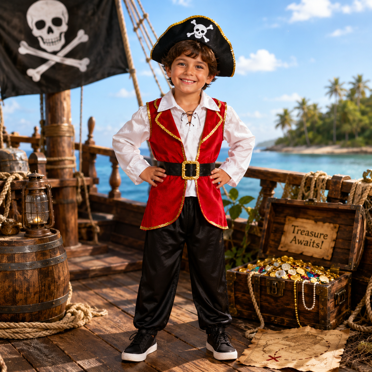 DISFRAZ HALLOWEEN O DÍA DE MUERTOS PIRATA PARA NIÑOS 2 A 12 AÑOS