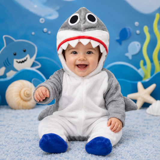 DISFRAZ MAMELUCO PIJAMA TIBURON TRALALERO TRALALA BEBÉS