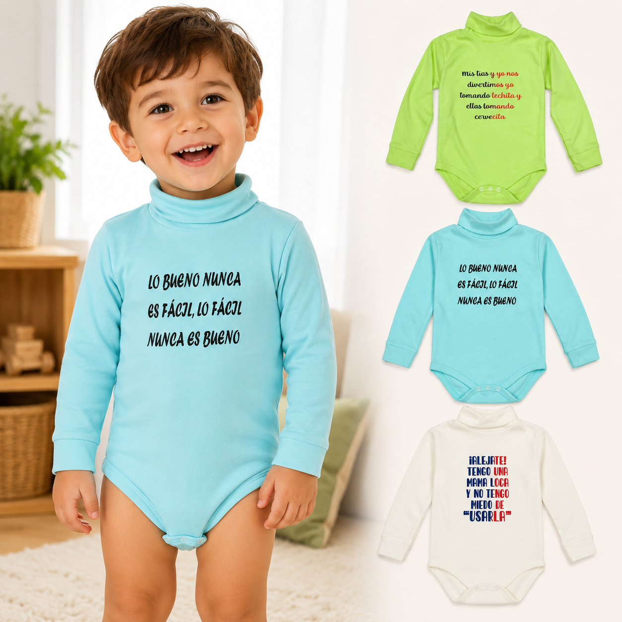 3 Pack Pañalero Jumbo Cuello Ruso, Alto, Tortuga Talla 2-4 A