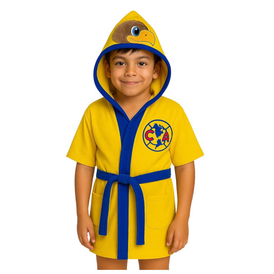 Bata de Baño para Niño Club América – Microfibra Suave 100% Poliéster – Tallas 2 a 16 Años