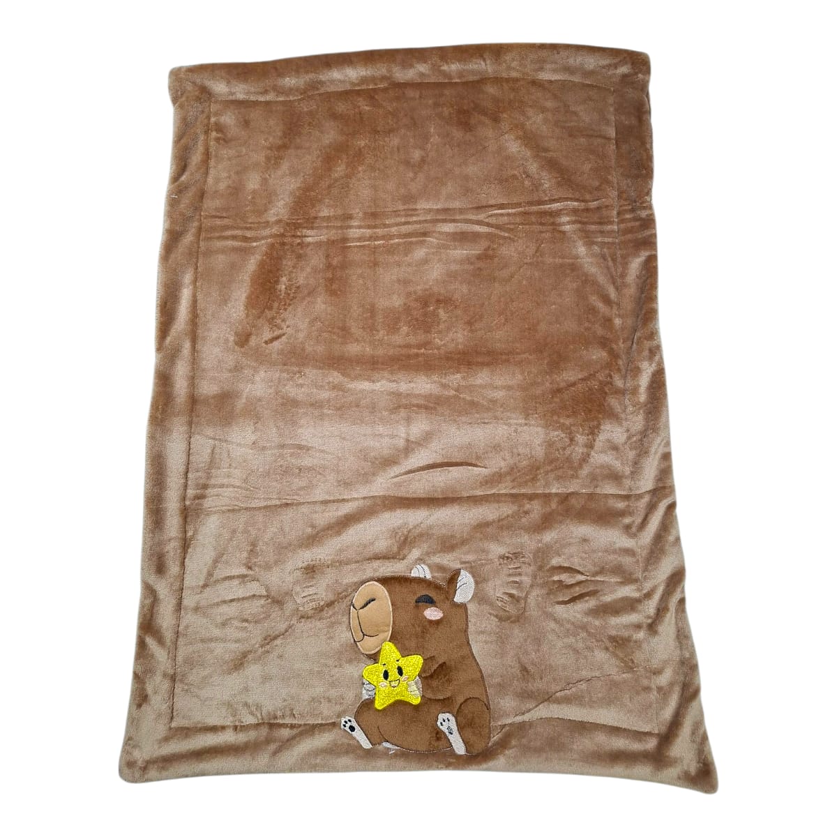 Cobertor aborregado, Almohada, Bordado CAPIBARA, Tamaño Baby