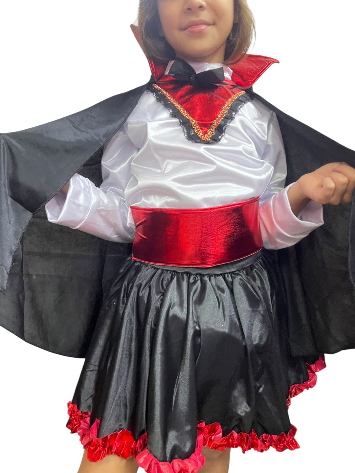 DISFRAZ HALLOWEEN O DÍA DE MUERTOS VAMPIRA O VAMPIRESA PARA NIÑAS 2 A 12 AÑOS