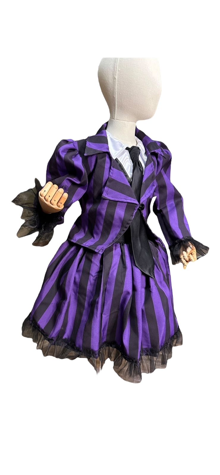 DISFRAZ HALLOWEEN O DÍA DE MUERTOS UNIFORME MORADO MERLINA ADAMS SERIE WEDNESDAY NIÑAS 4 A 12 AÑOS