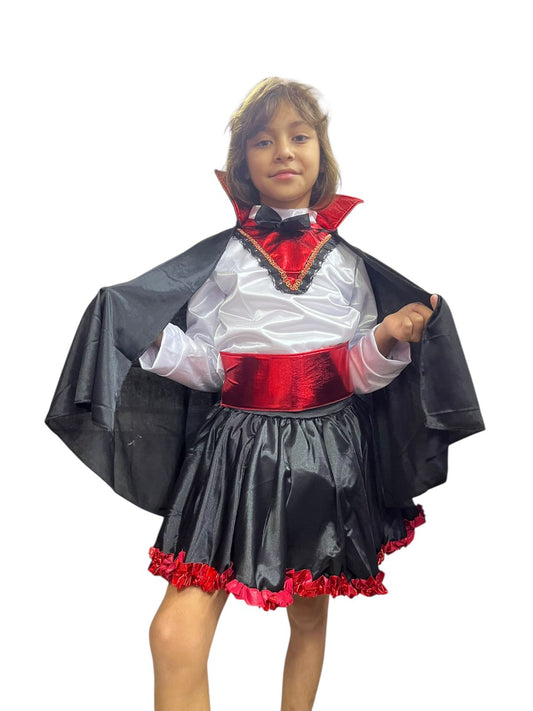 DISFRAZ HALLOWEEN O DÍA DE MUERTOS VAMPIRA O VAMPIRESA PARA NIÑAS 2 A 12 AÑOS