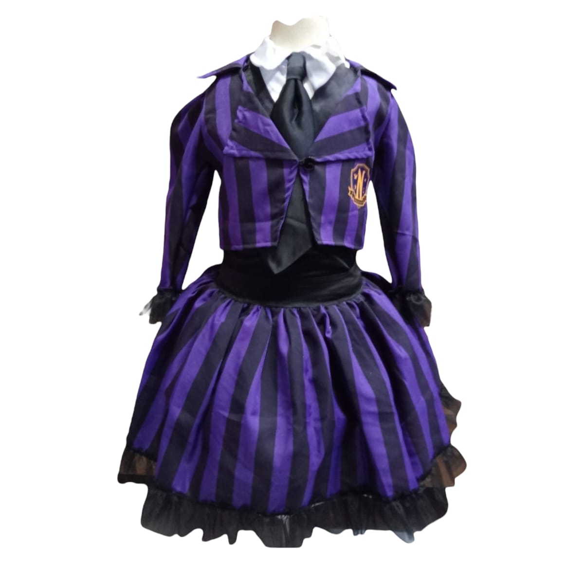 DISFRAZ HALLOWEEN O DÍA DE MUERTOS UNIFORME MORADO MERLINA ADAMS SERIE WEDNESDAY NIÑAS 4 A 12 AÑOS