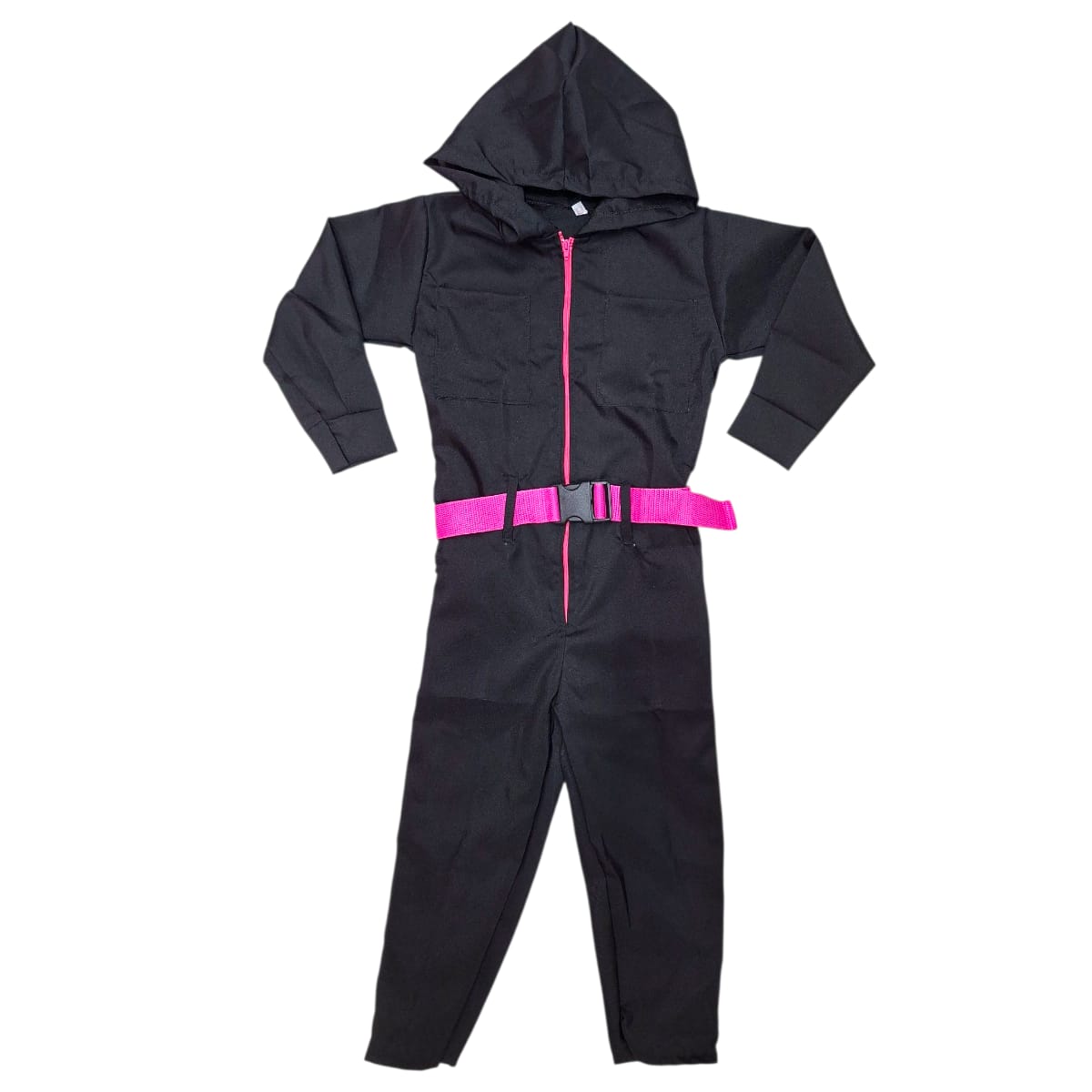 DISFRAZ HALLOWEEN O DIA DE MUERTOS JUEGO DEL CALAMAR NEGRO Y ROSA 4 A 12 AÑOS