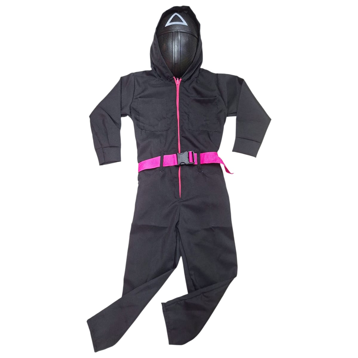 DISFRAZ HALLOWEEN O DIA DE MUERTOS JUEGO DEL CALAMAR NEGRO Y ROSA 4 A 12 AÑOS