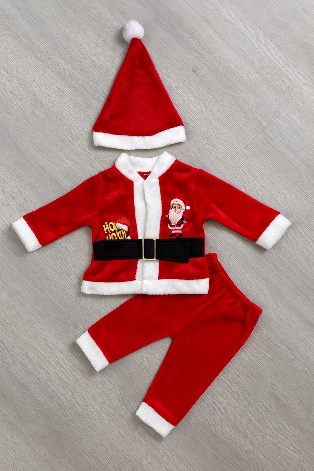 DISFRAZ NAVIDEÑO SUAVECITO PARA BEBÉ BORDADO SANTA CLAUS PARA BEBÉ 3 A 9 MESES