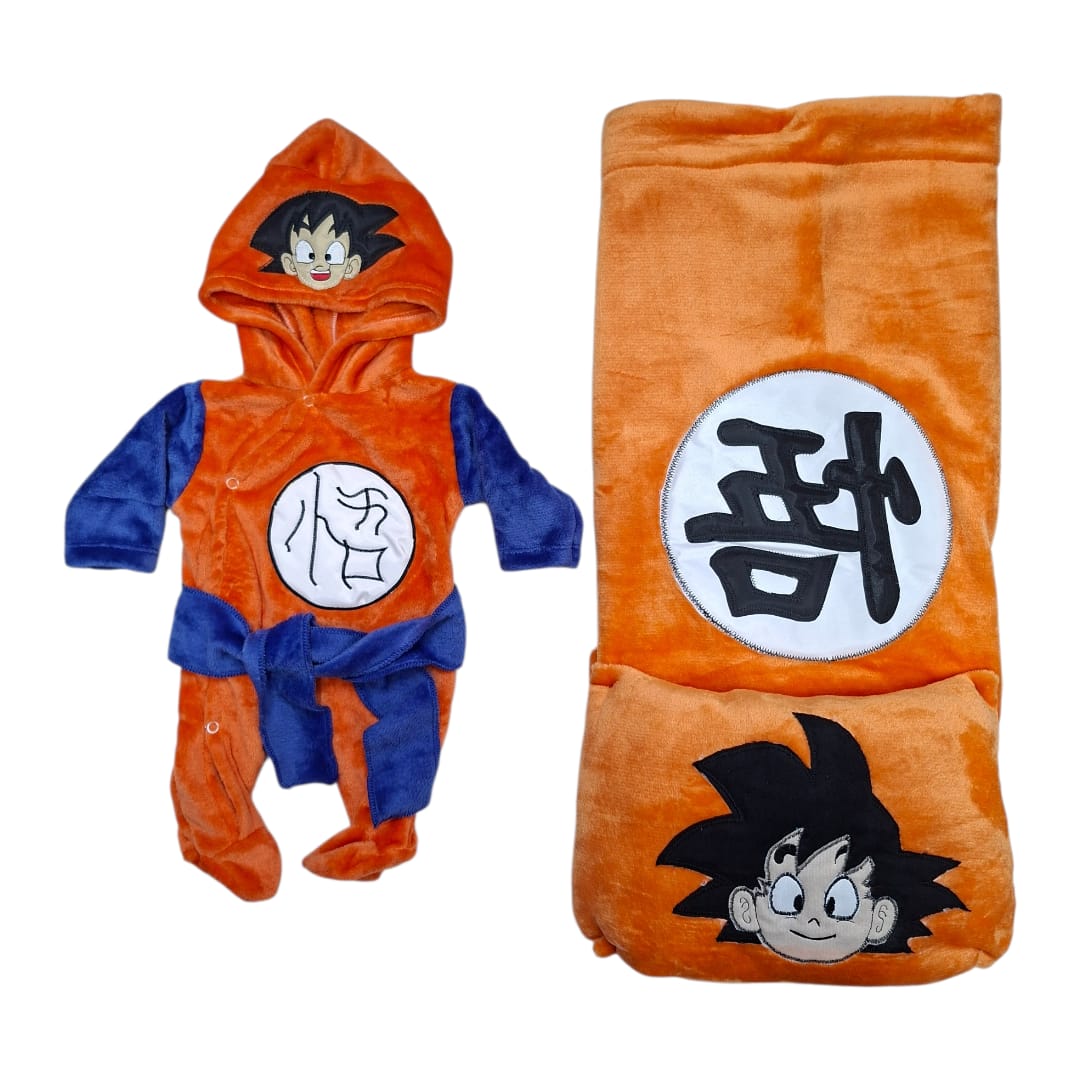 Set Mameluco, Cobija Y Almohada Para Bebé Goku Dragon Ball Z